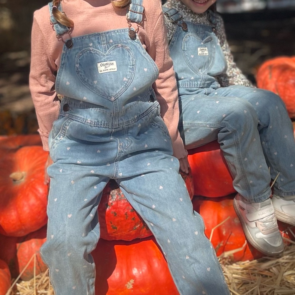 OshKosh B’gosh Heart Print Denim Overalls- Size 4T| Classic Vintage Style